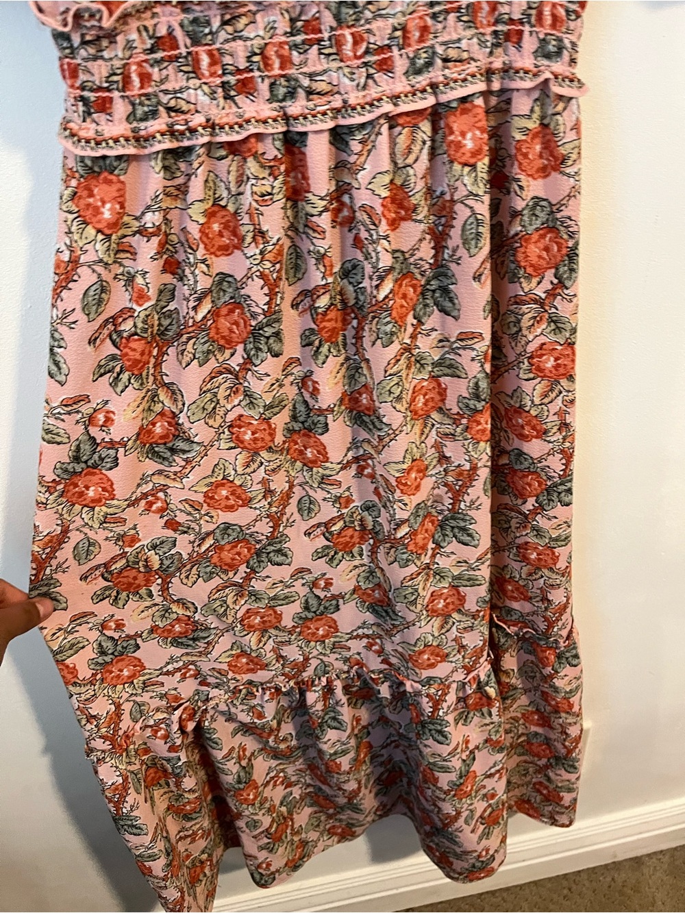 Max Studio Floral V-Neck Midi Dress - Peach Floral - Picture 13 of 13